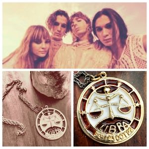 Vintage Libra stain glass necklace